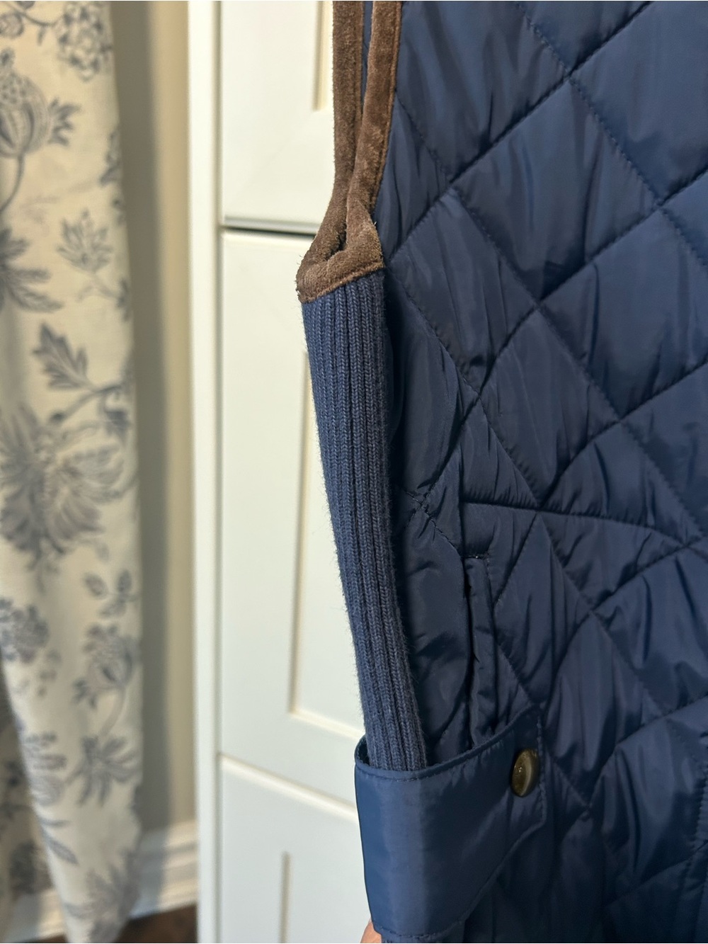 Ralph Lauren Sport Quilted Vest Medium Genuine Suede Equestrian Preppy - Picture 9 of 12